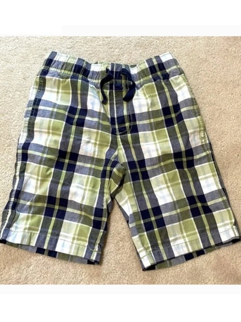 Gymboree Pull-On Shorts Plaid Green Blue Navy Boys Size 8